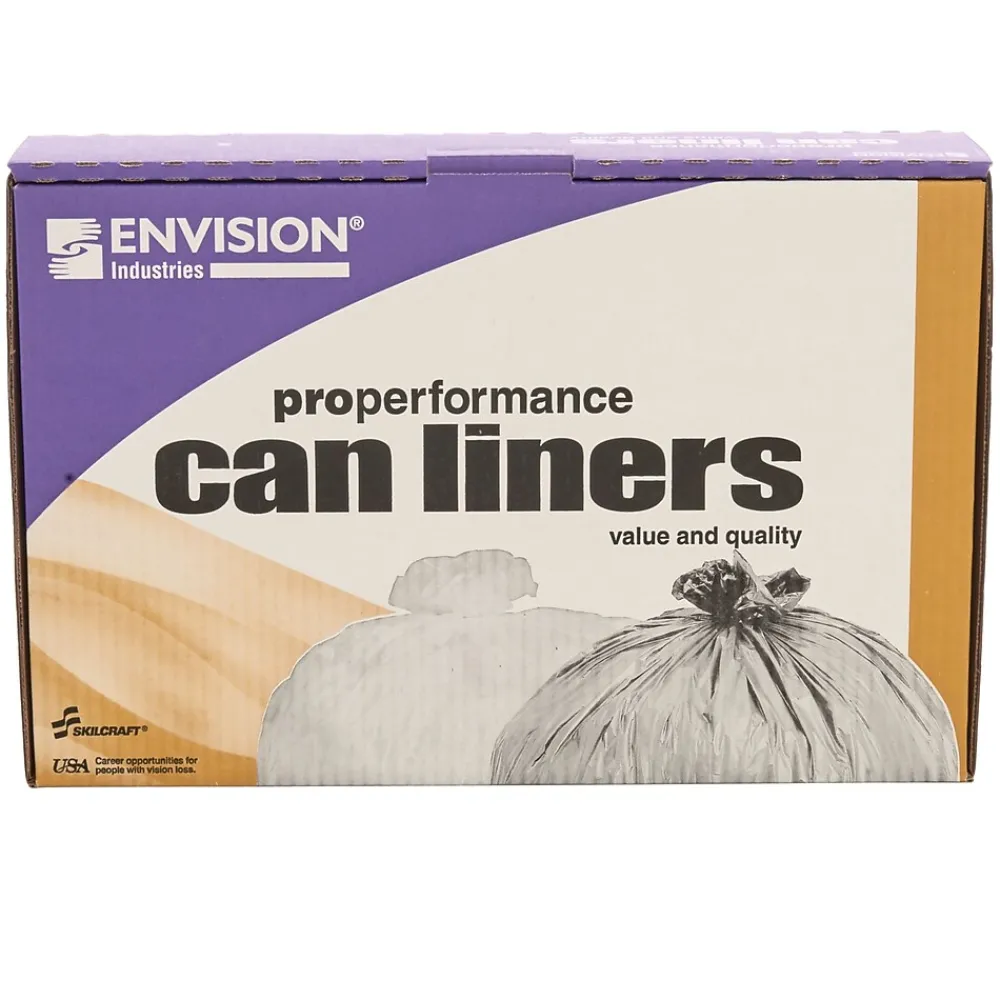 7-10 Gallon Industrial Trash Bag, 24" x 24", High Density, 8 mic, Natural, 1000 Bags/Box (8105015171363)<AbilityOne Best