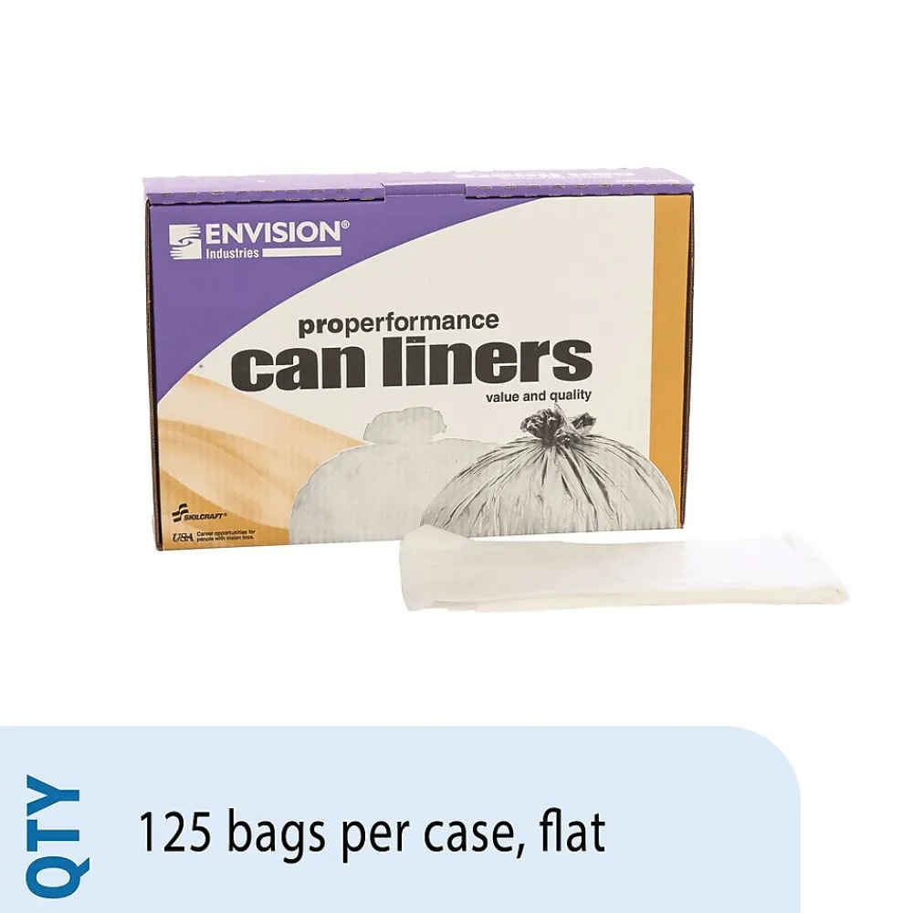 Envision LLDPE 40-45 Gallon Industrial Trash Bag, 40" x 48", Low Density, 0.8 mil, Clear, 125 Bags/BX (8105015171362)<AbilityOne Sale