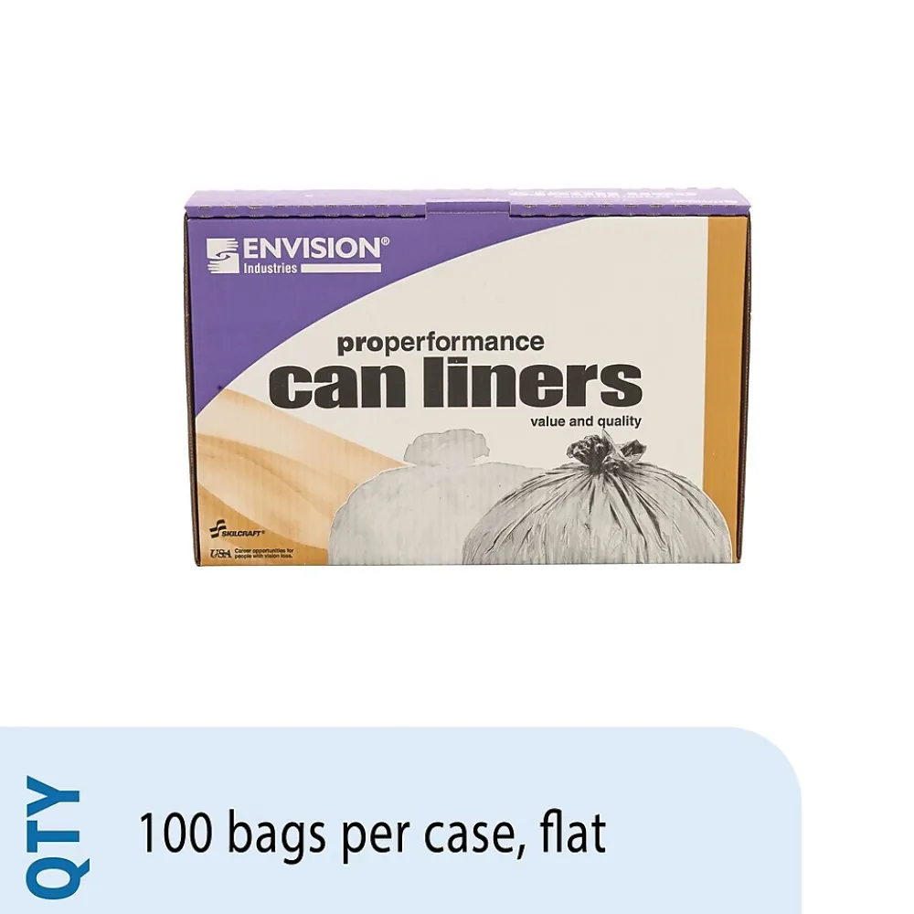 Envision LLDPE 55-60 Gallon Industrial Trash Bag, 38" x 58", Low Density, 1.5 mil, Clear, 100 Bags/BX (8105015171373)<AbilityOne New