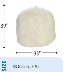 Envision LLDPE 33 Gallon Industrial Trash Bag, 33" x 39", Low Density, 0.8 mil, Clear, 250 Bags/Box (8105015171353)<AbilityOne Best
