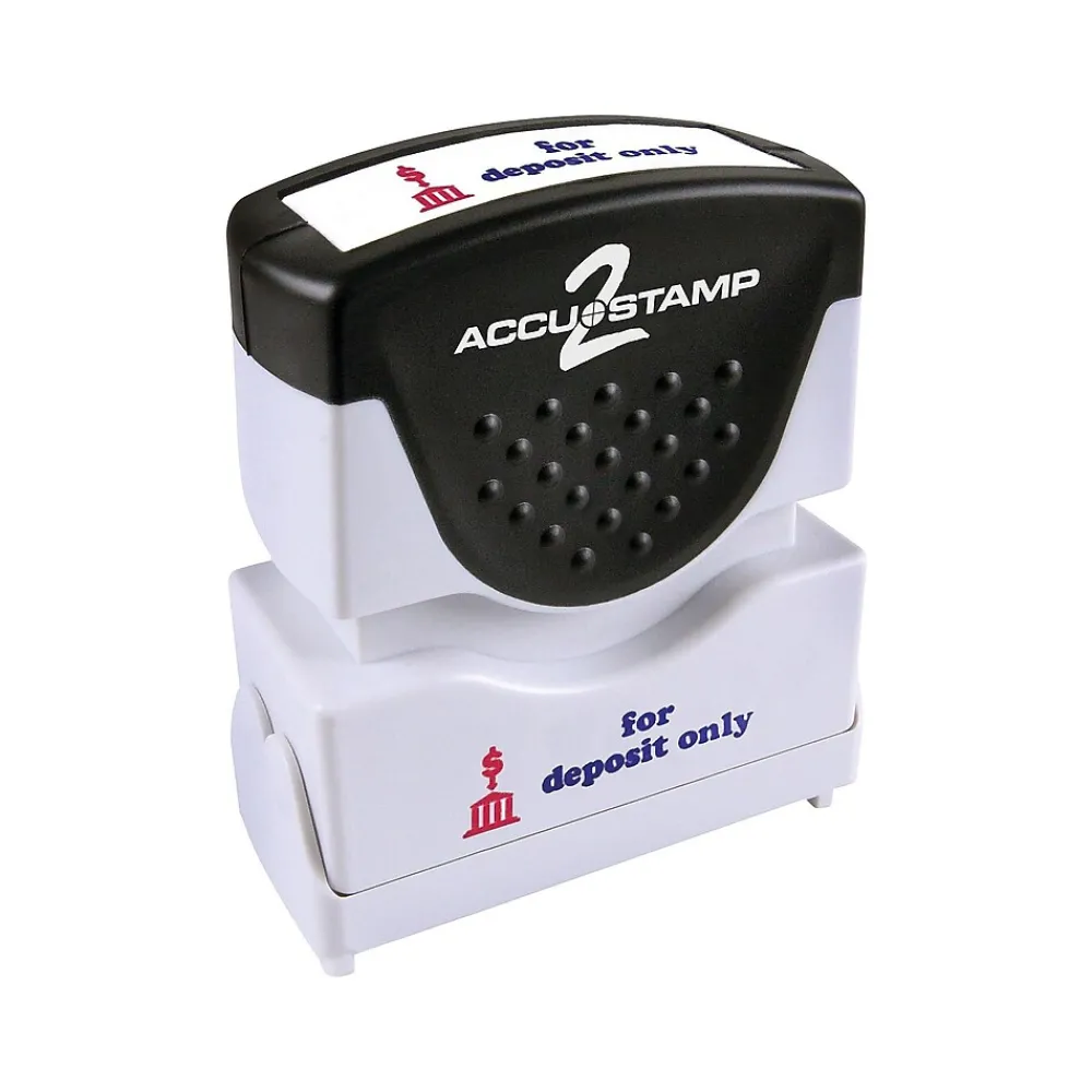 Stamps & Stamp Pads|Accu-Stamp 2 Pre-Inked Rectangle Stamp, For Deposit Only, Blue/Red Ink (035523)