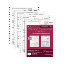 Tax Forms*Adams 2024 1099-MISC Tax Form, 4-Part, 2-Up, Copy A, 1, B, 2, 24/Pack (STAX524MISC-24)