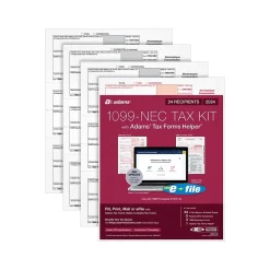 Tax Forms*Adams 2024 1099-NEC Tax Form with e-files and Access to Tax Forms Helper, 4-Part, 3-Up, Copy A, 1, B, 2, 24/Pack