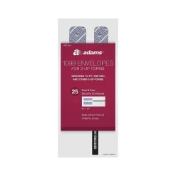 Clearance Adams 2024 Self-Seal Security-Tinted Double-Window 1099 Tax Envelope, 8.75" x 3.75", White, 25/Pack (STAX3-24)