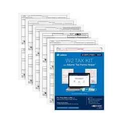Tax Forms*Adams 2024 W-2 Tax Form with W-3 Forms, e-files, and Access to Tax Forms Helper, 6-Part, 2-Up, Copy A, 1, B, C, 2, D, 24/Pack
