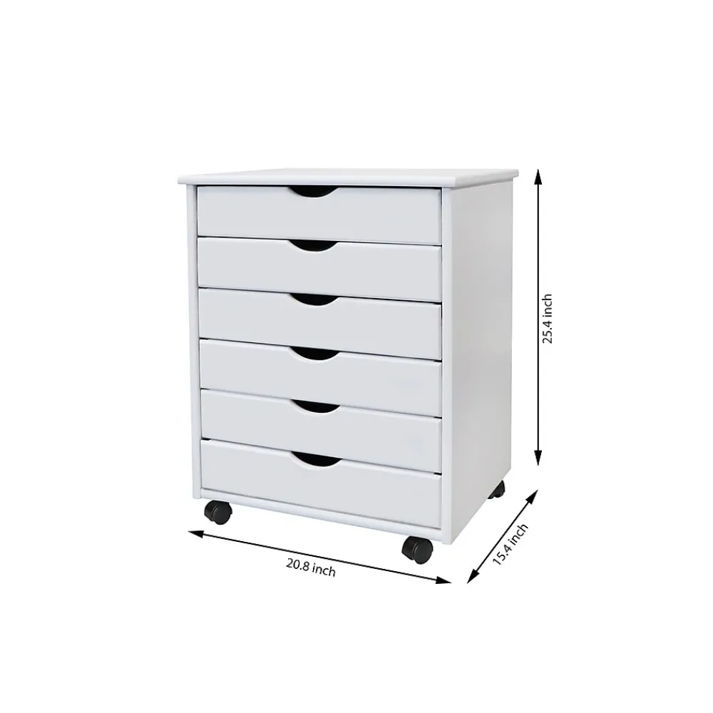 Storage Cabinets*Adeptus 25.43" Wood Drawer Cabinet, Whitewash (76181)