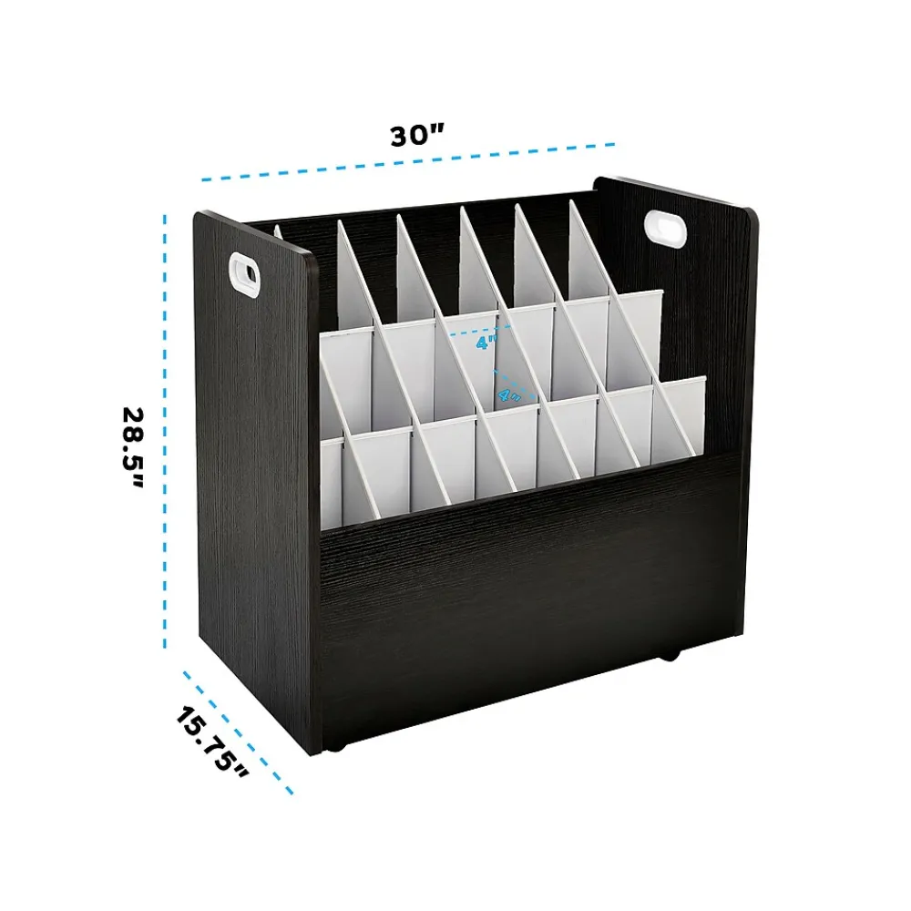 File Cabinets*AdirOffice 21-Slot Mobile Roll File, 28.5"H x 30"W x 15.75"D, Black (625-BLK-2PK)