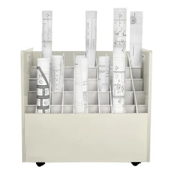File Cabinets*AdirOffice 50-Slot Mobile Roll File, Lockable, 28.5"H x 30"W x 15.75"D, White (626-WHI-KIT1)