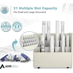 File Cabinets*AdirOffice 21-Slot Mobile Roll File, Lockable, 28.5
