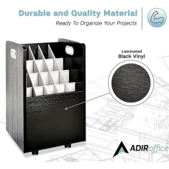 File Cabinets*AdirOffice 20-Slot Mobile Roll File, Lockable, 24.75