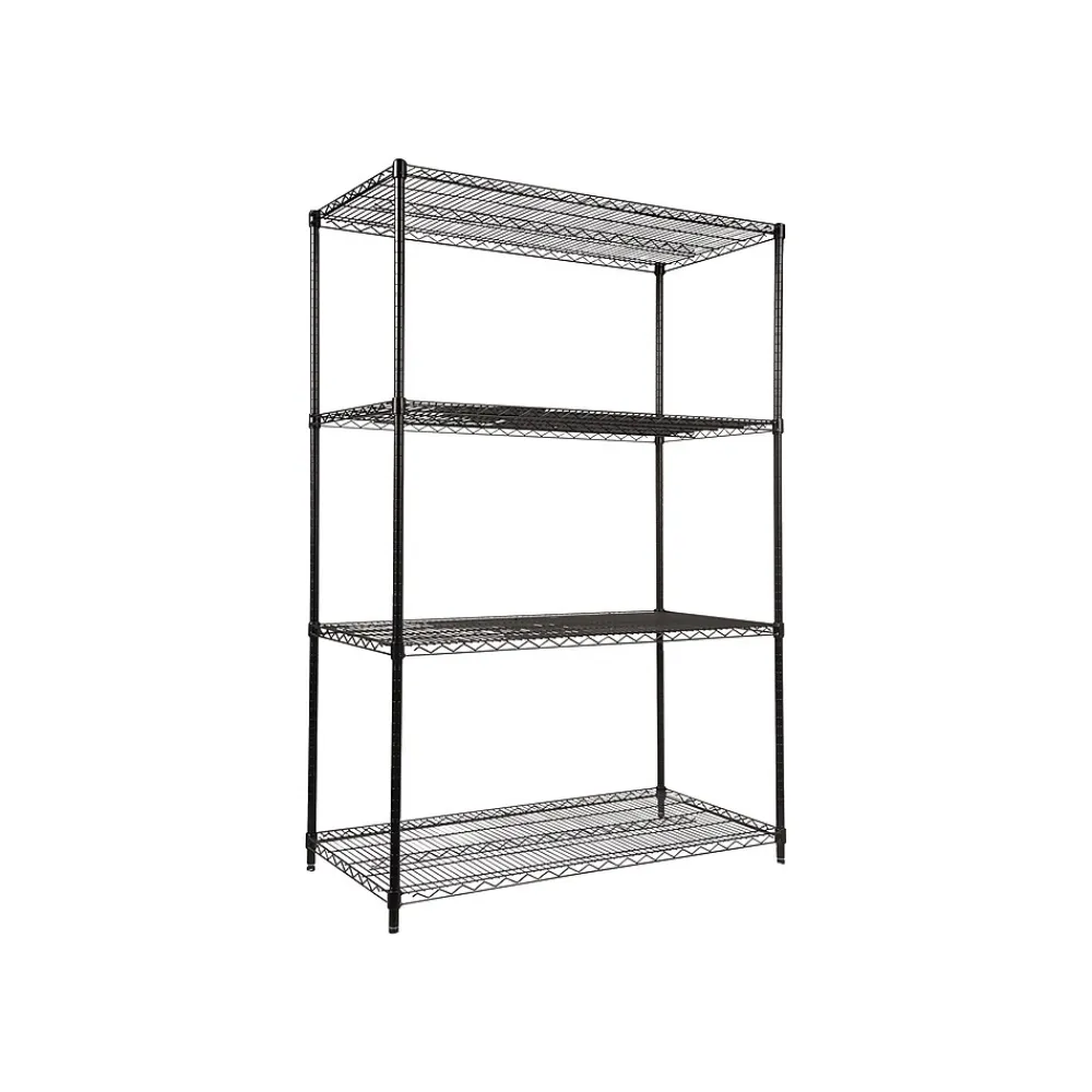 Shelving*Alera Starter Kit 4-Shelf Metal Unit, 48"W, Black (ALESW504824BL)