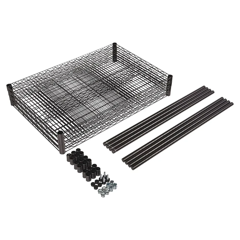 Shelving*Alera Starter Kit 4-Shelf Metal Unit, 48"W, Black (ALESW504824BL)