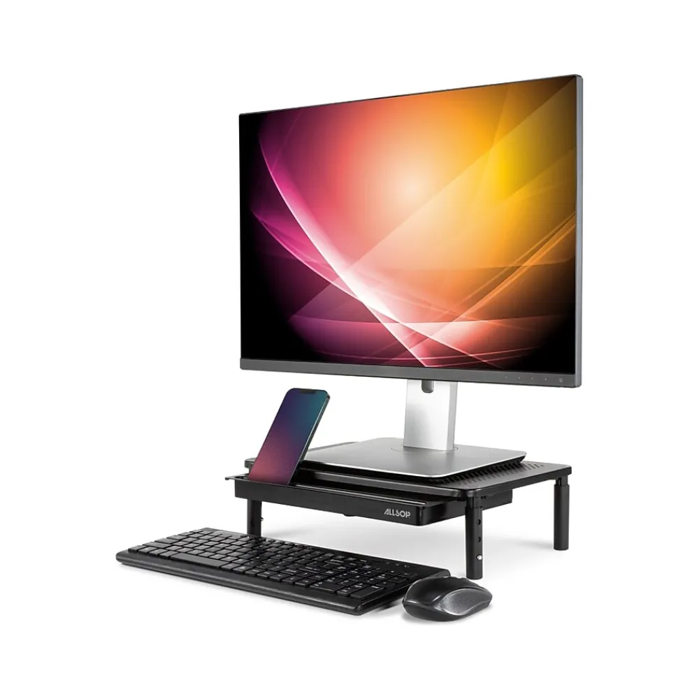 New Allsop Metal Art Trilevel Adjustable Stand, Up to 27" Monitor, Black (32545)