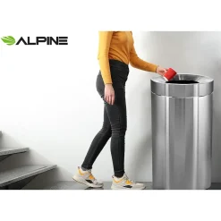 Commercial Indoor Trash Can, 50 Gallon, Stainless Steel (475-50)<Alpine Industries Clearance