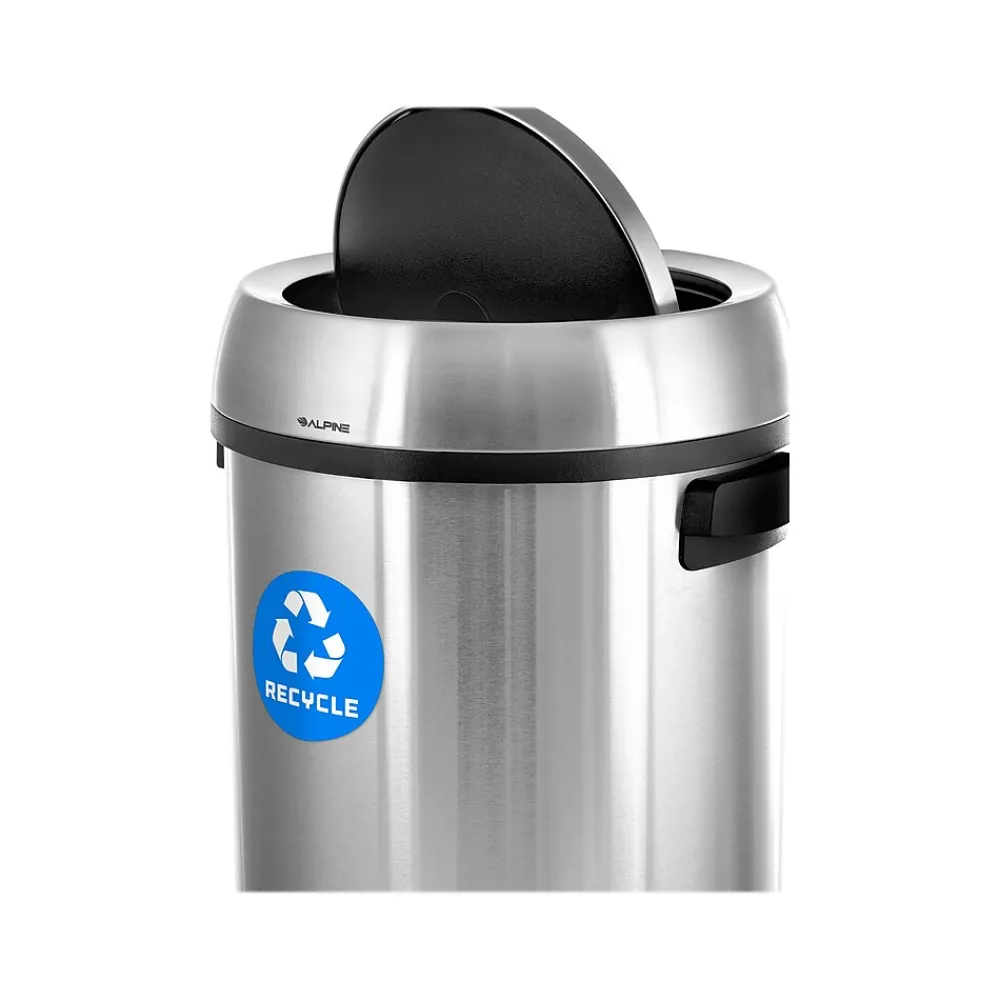Commercial Indoor Single-Stream Indoor Recycling Station, 17 Gallon, Stainless Steel (ALP470-65L-1-R)<Alpine Industries Sale