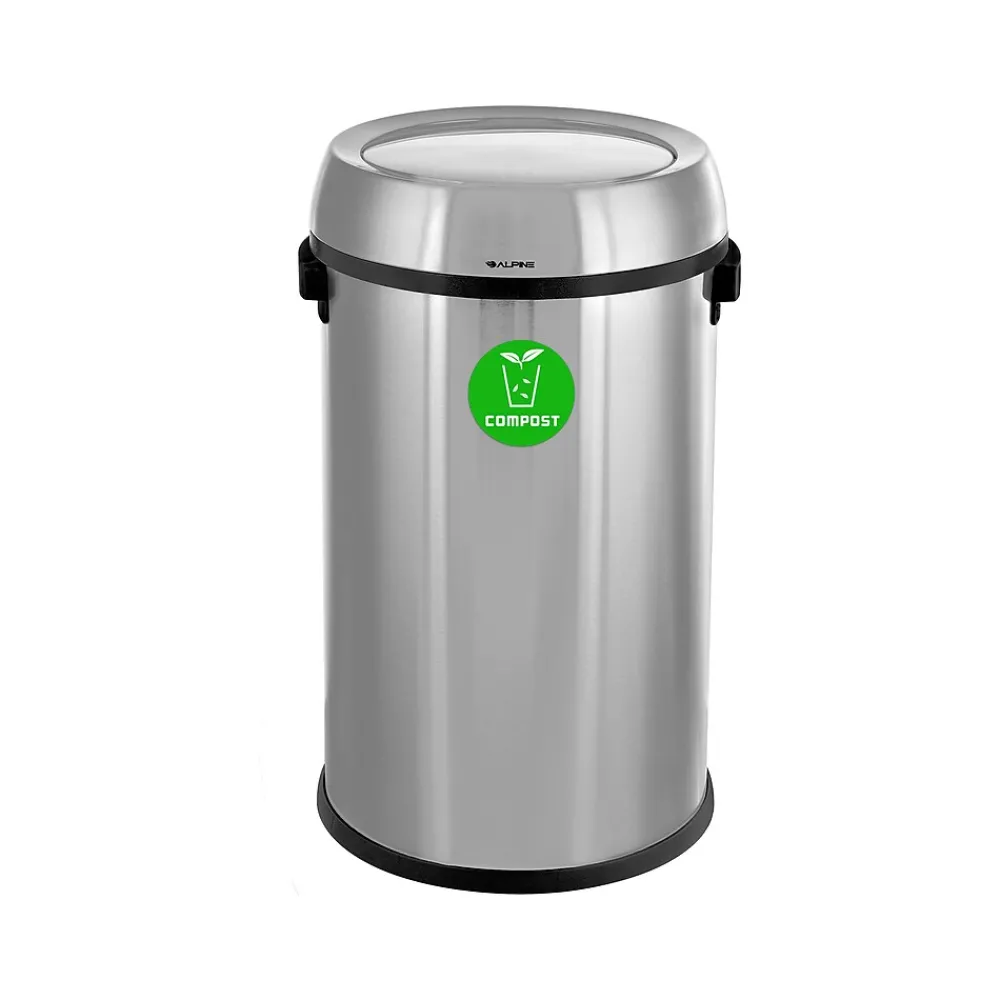 Commercial Indoor Single-Stream Recycling Station, 17 Gallon, Stainless Steel (ALP470-65L-1-CO)<Alpine Industries Hot