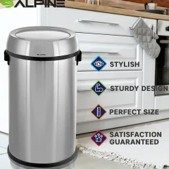 Commercial Indoor Single-Stream Recycling Station, 17 Gallon, Stainless Steel (ALP470-65L-1-CO)<Alpine Industries Hot
