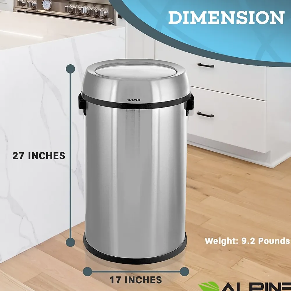 Commercial Indoor Single-Stream Recycling Station, 17 Gallon, Stainless Steel (ALP470-65L-1-CO)<Alpine Industries Hot