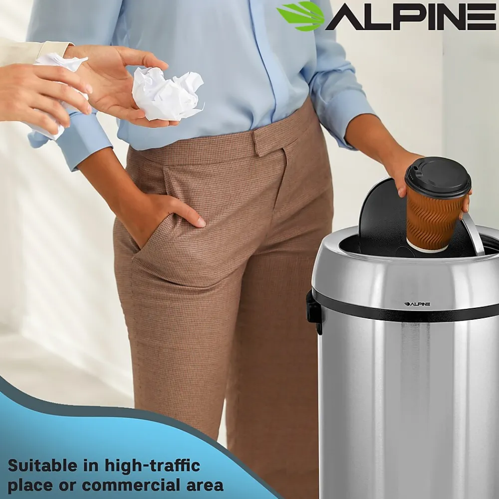 Commercial Indoor Single-Stream Recycling Station, 17 Gallon, Stainless Steel (ALP470-65L-1-CO)<Alpine Industries Hot