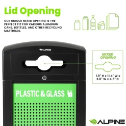 GS Series Steel Trash Can & Recycling Bin Combo, 80 Gallon, Green (ALP471-40-SILGC-MK)<Alpine Industries Best