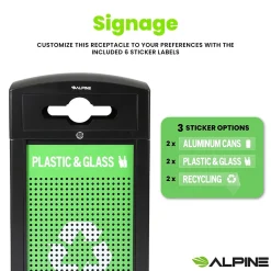 GS Series Steel Trash Can & Recycling Bin Combo, 80 Gallon, Green (ALP471-40-SILGC-MK)<Alpine Industries Best