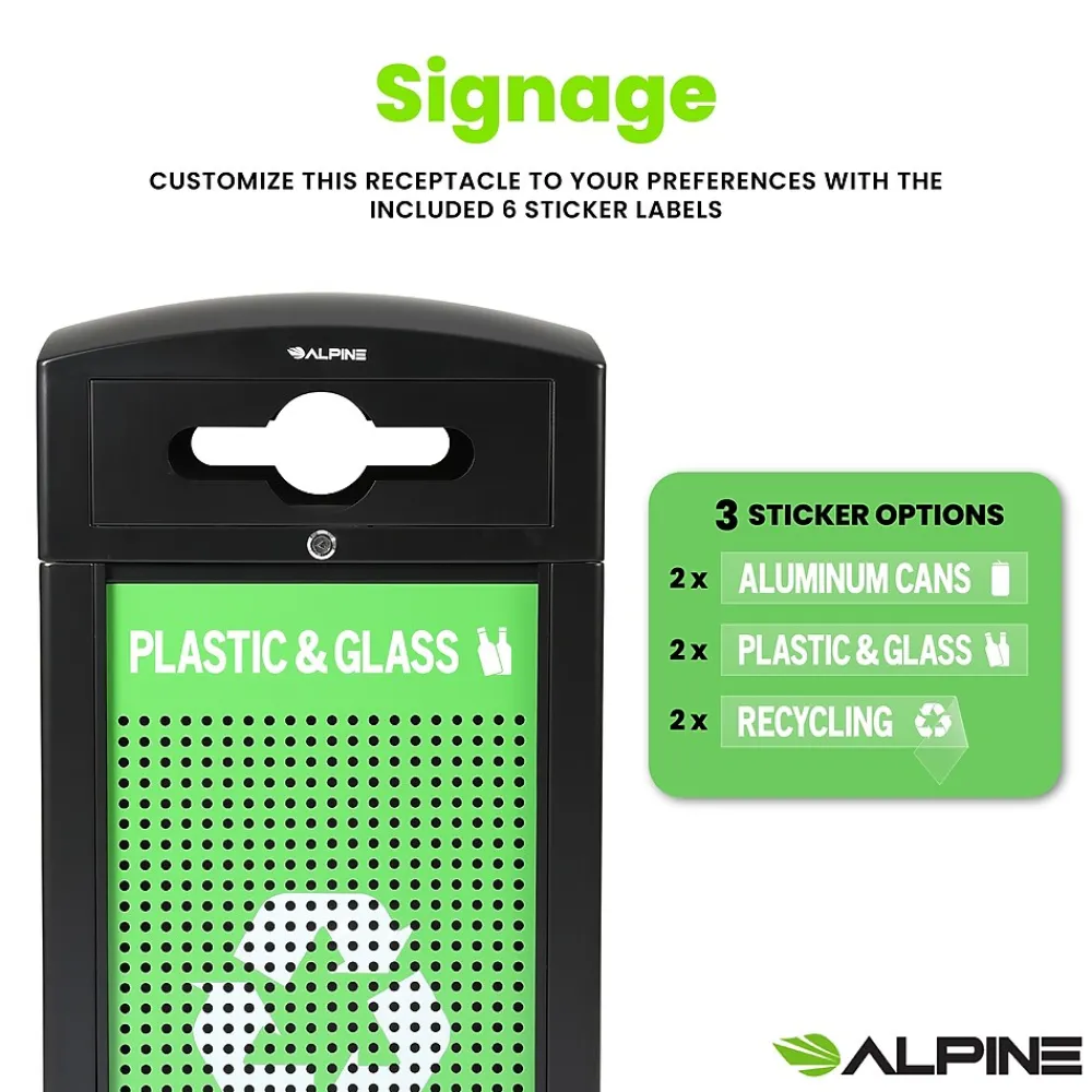 GS Series Steel Recycling Bin, 80 Gallon, Green (ALP471-40-GSCM-MK)<Alpine Industries Outlet