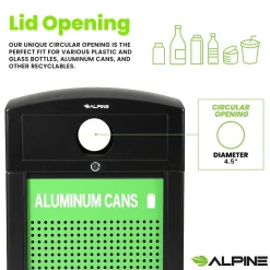 GS Series Steel Recycling Bin, 80 Gallon, Green (ALP471-40-GSCM-MK)<Alpine Industries Outlet