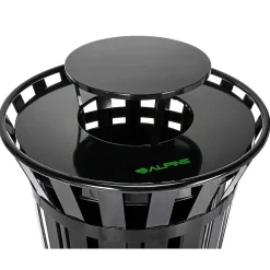 Metal Slatted Outdoor Commercial Trash Can with Rain Bonnet Lid and Liner, , 38 Gal. (479-38-1)<Alpine Industries Clearance