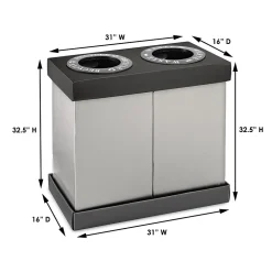 Plastic Trash & Recycling Bin Combo, 28 Gallon, Black (471-02-BLK)<Alpine Industries Online