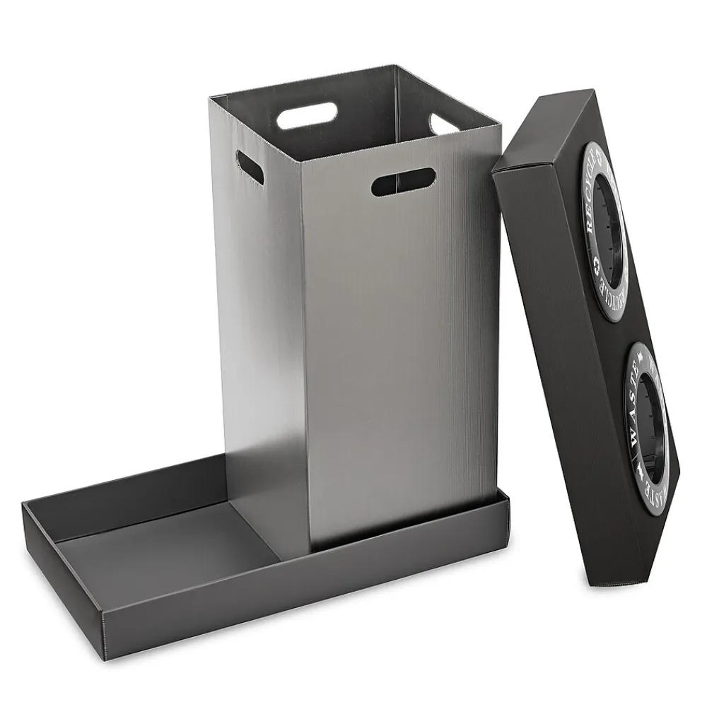 Plastic Trash & Recycling Bin Combo, 28 Gallon, Black (471-02-BLK)<Alpine Industries Online
