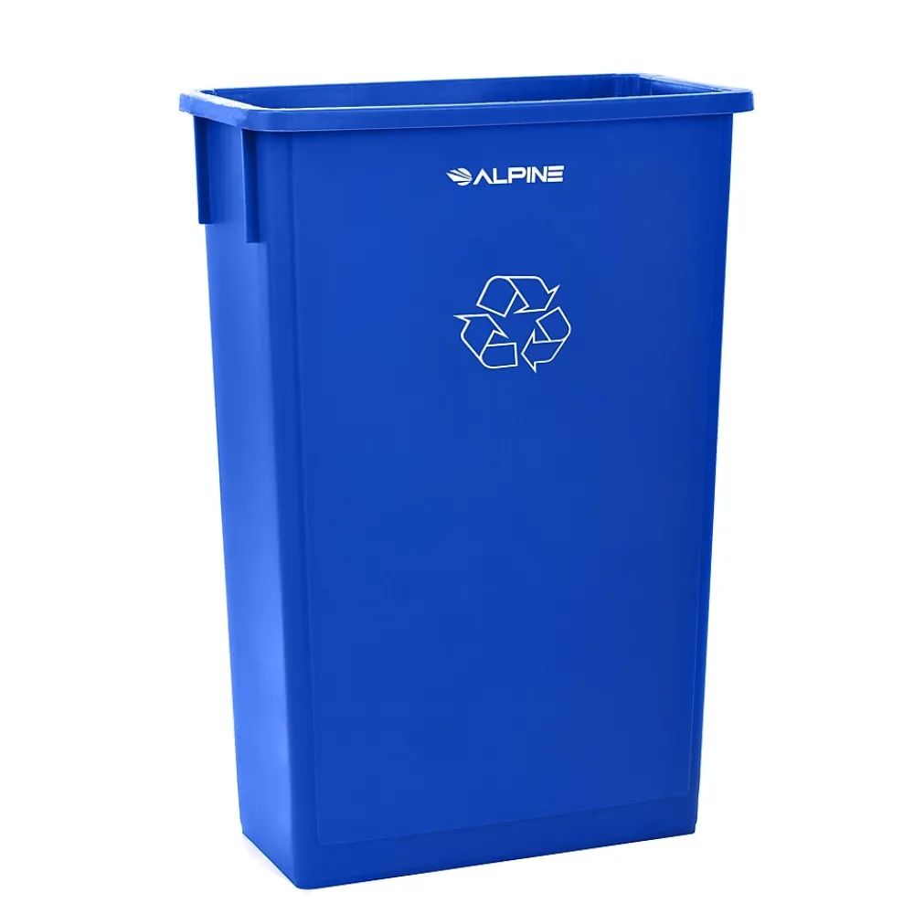 Plastic Recycle Bin and Lid, 23 Gallon, Blue, (477-R-BLU-PKG2)<Alpine Industries New