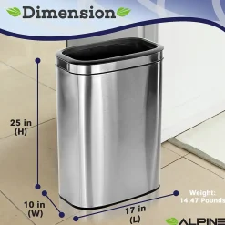 Recycling Station, 10.5 Gallon, Silver (ALP470-40L-R)<Alpine Industries New