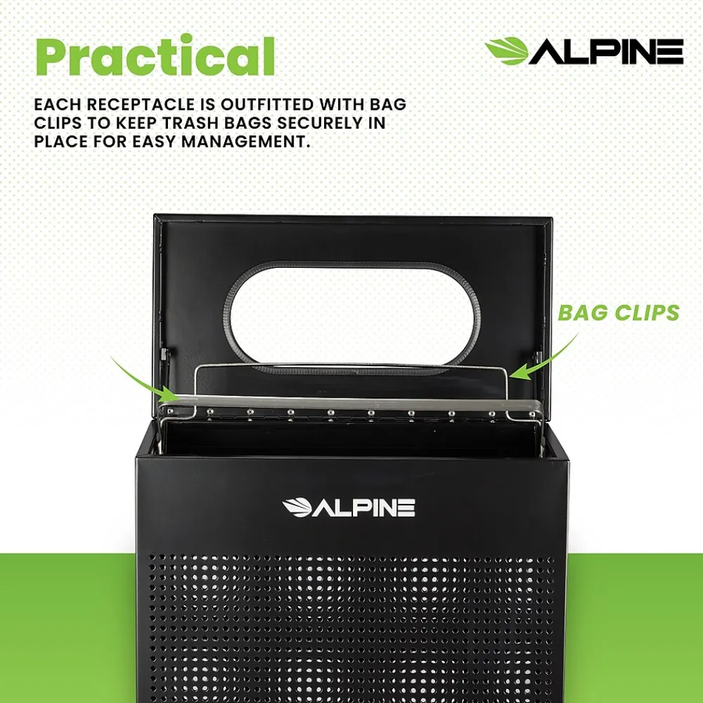 Stainless Steel Trash Can, 13 Gallon, Black (ALP438-13-BLK)<Alpine Industries New