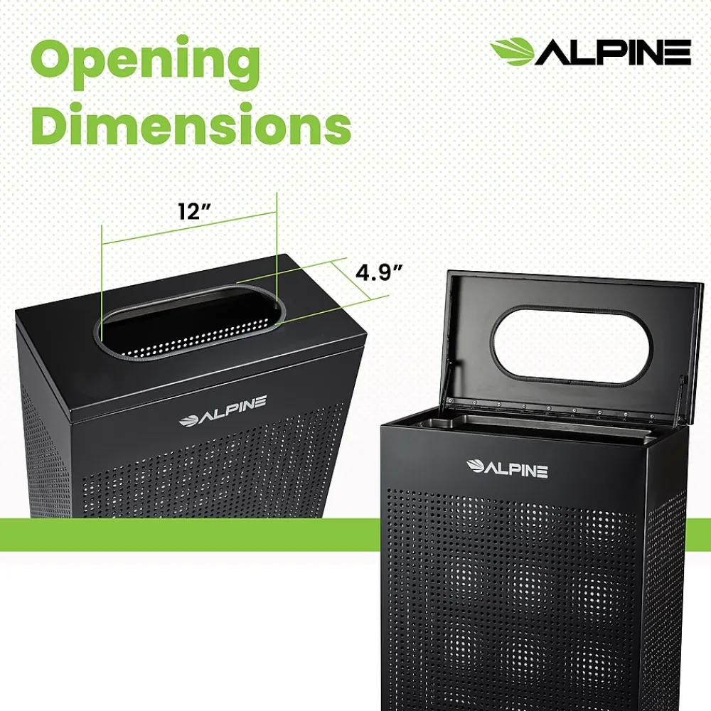 Stainless Steel Trash Can, 13 Gallon, Black (ALP438-13-BLK)<Alpine Industries New