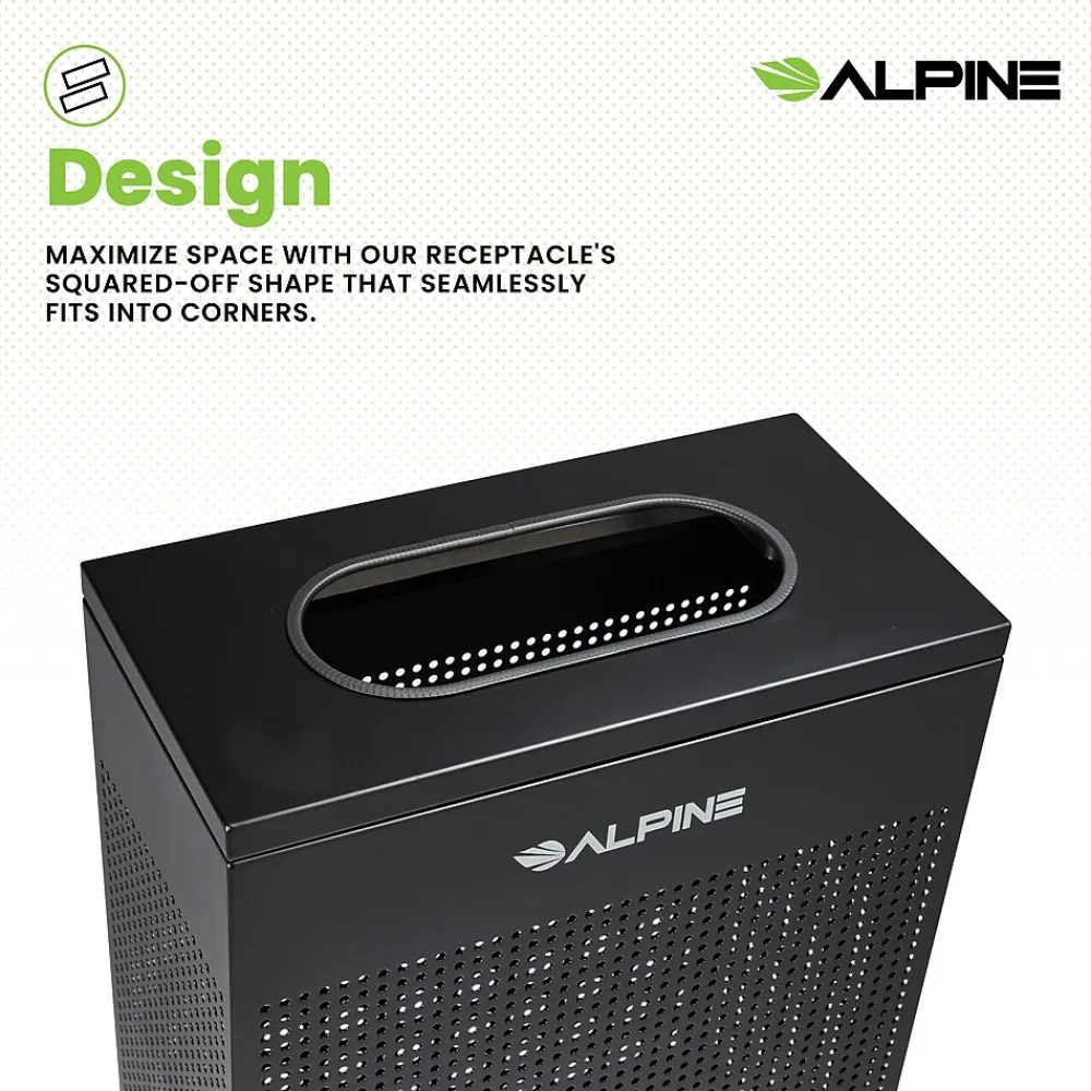 Stainless Steel Trash Can, 13 Gallon, Black (ALP438-13-BLK)<Alpine Industries New