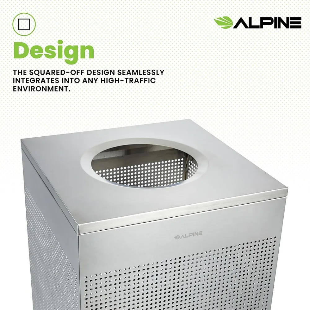Stainless Steel Trash Can, 40 Gallon, Silver (ALP438-40-SS-MK)<Alpine Industries Discount