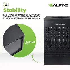 Stainless Steel Trash Can, 40 Gallon, Black (ALP438-40-BLK-MK)<Alpine Industries Hot