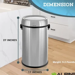 Three-Stream Trash/Compost/Recycling Station, 51-Gallon, Stainless Steel (ALP470-65L-1-R-T-CO)<Alpine Industries Clearance