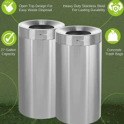 Three-Stream Recycling Station, 81-Gallon, Stainless Steel (ALP475-27-R-T-CO)<Alpine Industries Online