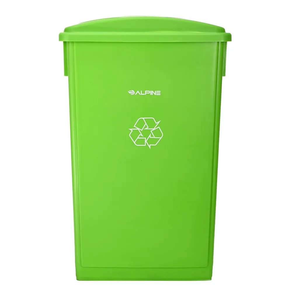 Alpine Polypropylene Can with Bottle Recycling Lid, 23-Gallon, Lime Green, 3/Pack (4778-3-LGRN-3)<Alpine Industries New