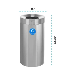 Alpine Single-Stream Recycling Station, 27 Gallon, Stainless Steel (ALP475-27-R)<Alpine Industries Clearance