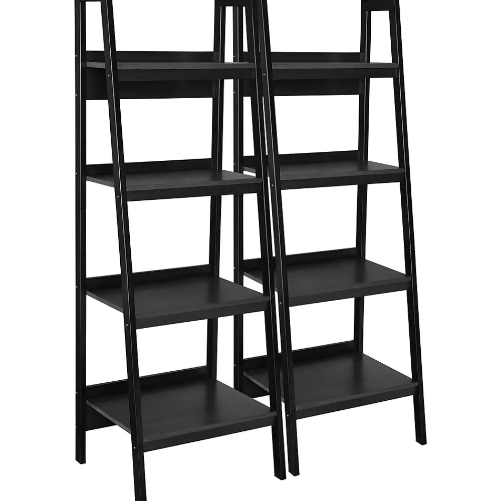 Bookcases*DHP Ameriwood Home Lawrence 60"H 4-Shelf Ladder Bookcase Bundle, Black (9482096)