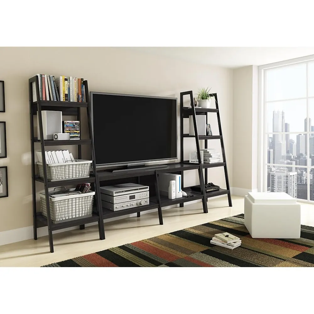 Bookcases*DHP Ameriwood Home Lawrence 60"H 4-Shelf Ladder Bookcase Bundle, Black (9482096)