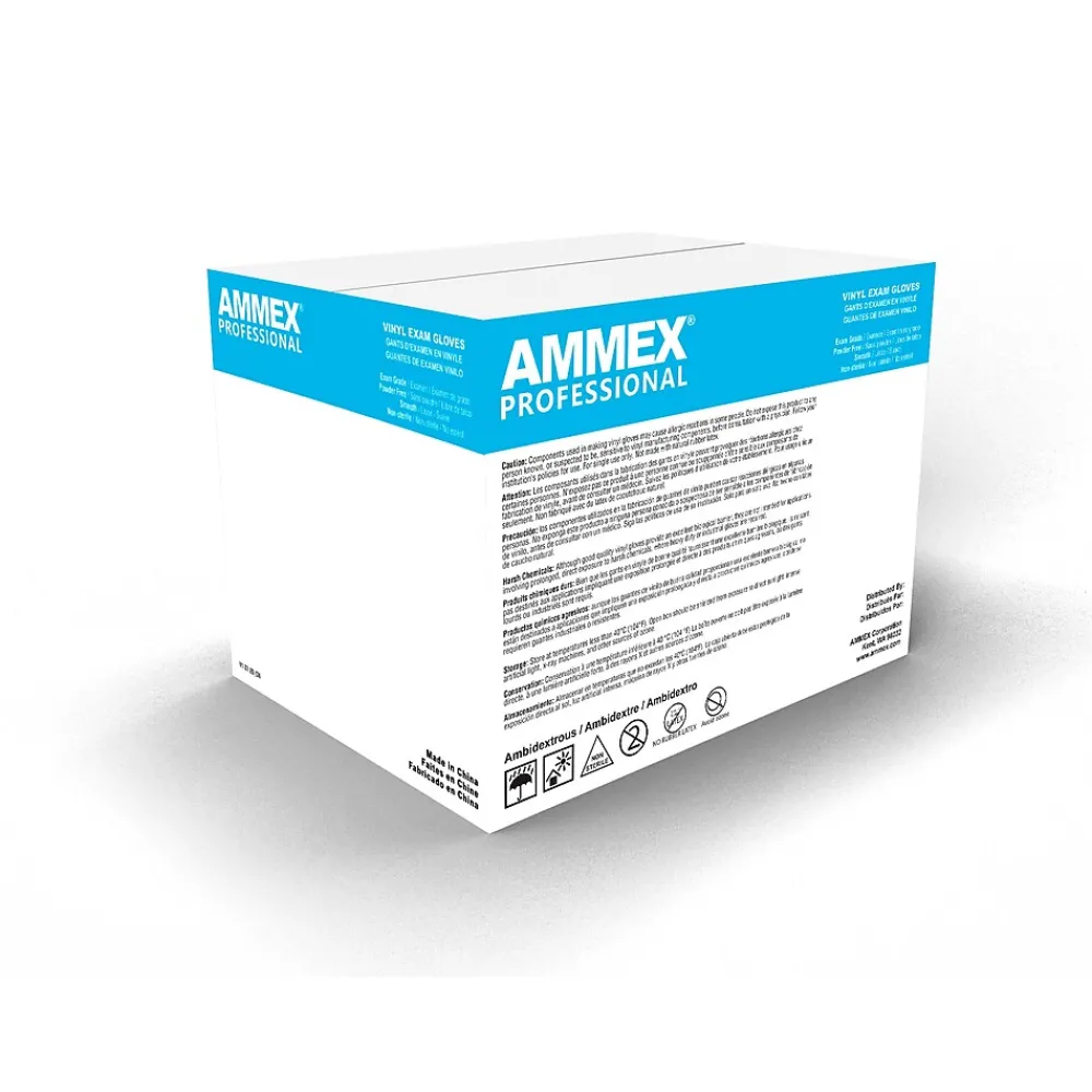 Professional VPF Powder Free Vinyl Exam Gloves, Latex Free, Clear, Medium, 100/Box, 10 Boxes/Carton (VPF64100-CC)<Ammex Sale