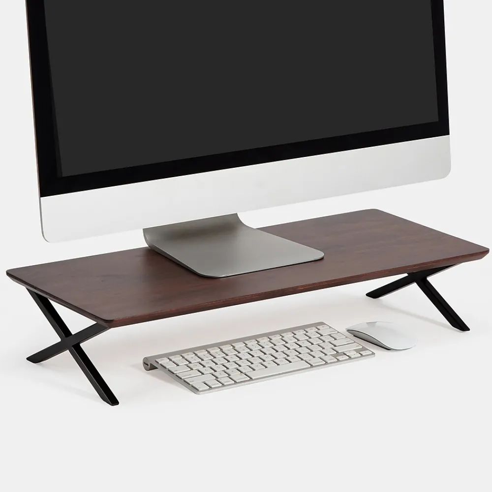 Outlet Anji Mountain Acacia Wood & Metal Monitor Stand, Up to 32" Monitor, (MS-WAL-04BLK) Walnut