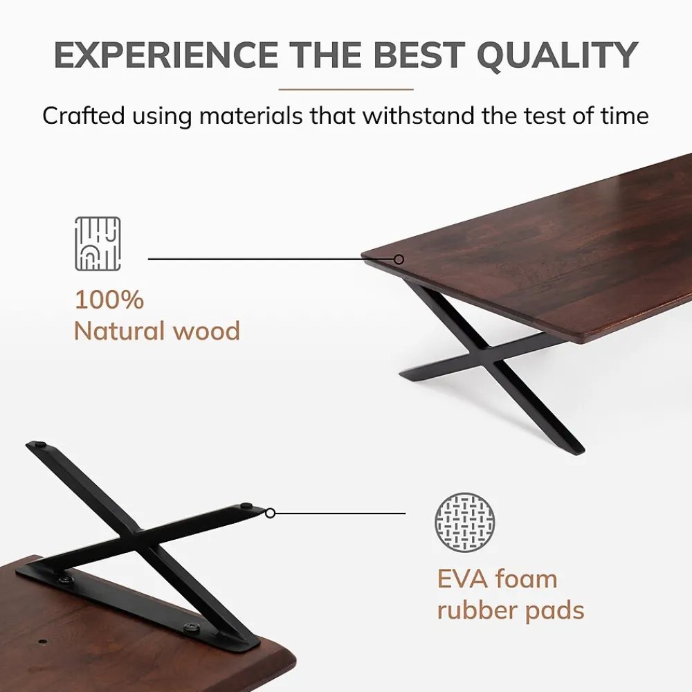 Outlet Anji Mountain Acacia Wood & Metal Monitor Stand, Up to 32" Monitor, (MS-WAL-04BLK) Walnut