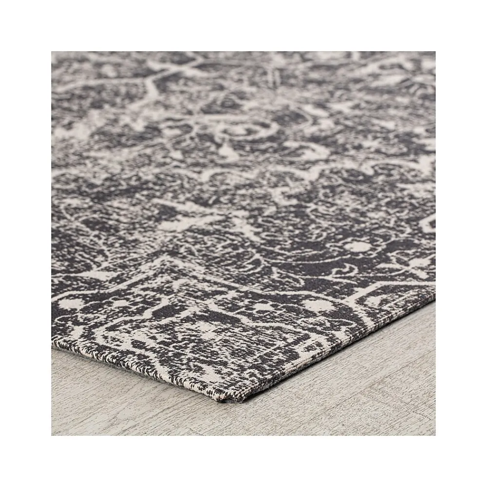 Chair Mats*Anji Mountain Rug'd La Cienega Carpet & Hard Floor Chair Mat, 36" x 48", White/Black Polyester (AMB9032)