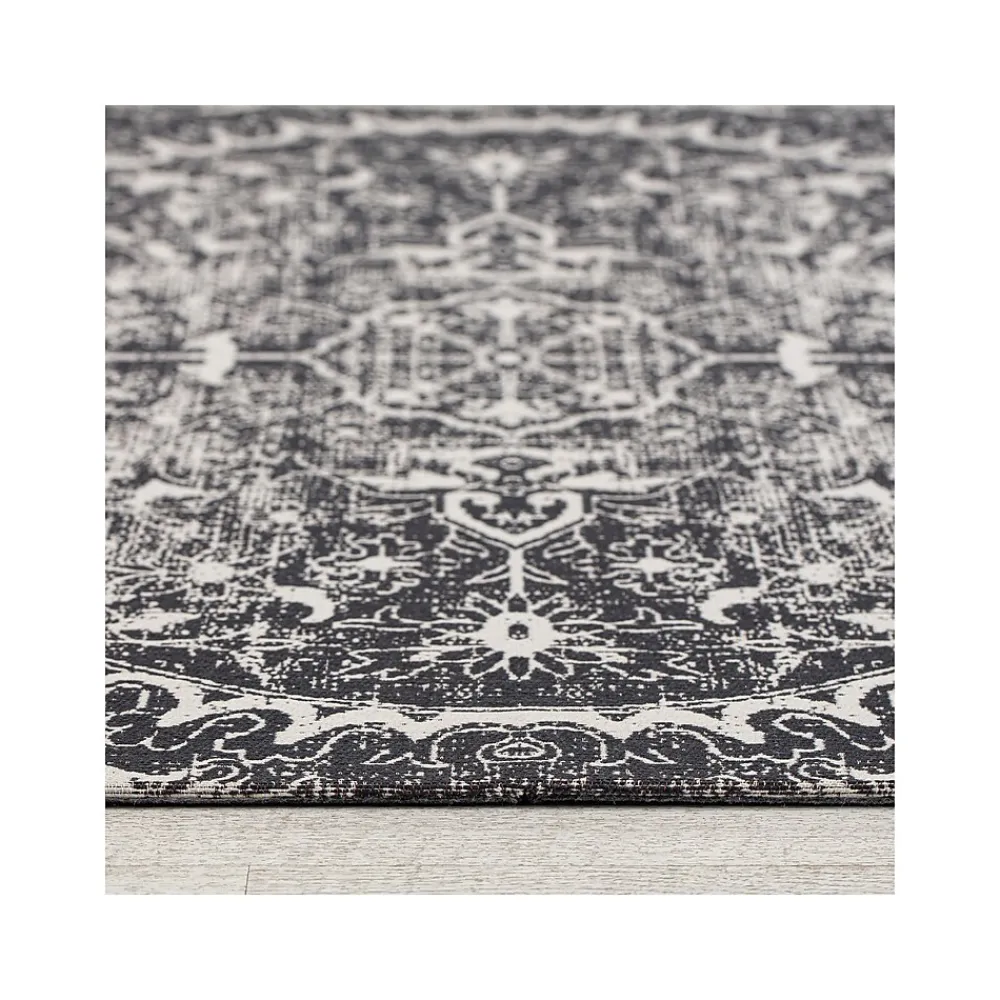 Chair Mats*Anji Mountain Rug'd La Cienega Carpet & Hard Floor Chair Mat, 36" x 48", White/Black Polyester (AMB9032)