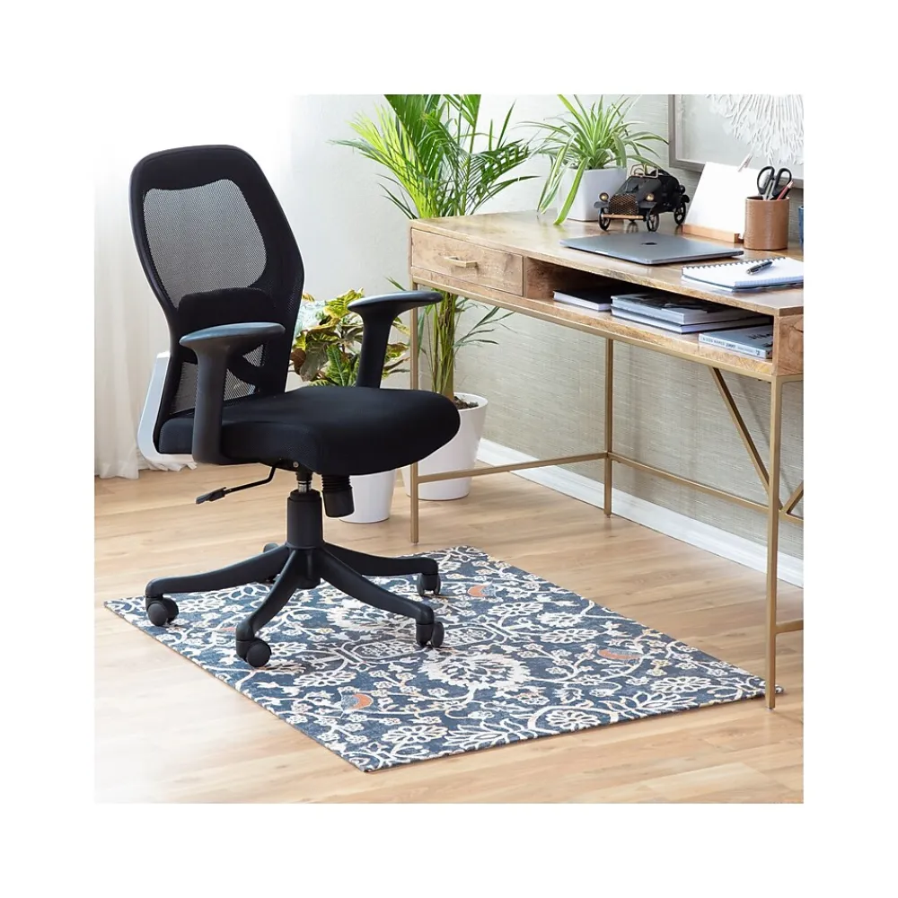 Chair Mats*Anji Mountain Rug'd Robin Carpet & Hard Floor Chair Mat, 36" x 48", Gray/Orange (AMB9018)