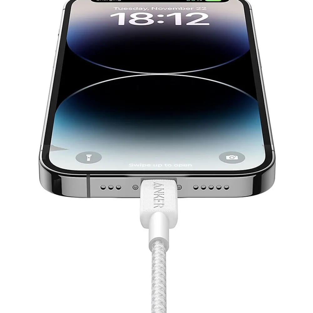Bio-Braided USB-C Charging Cable, 6 ft., White (A81B6H21-1)<Anker Best